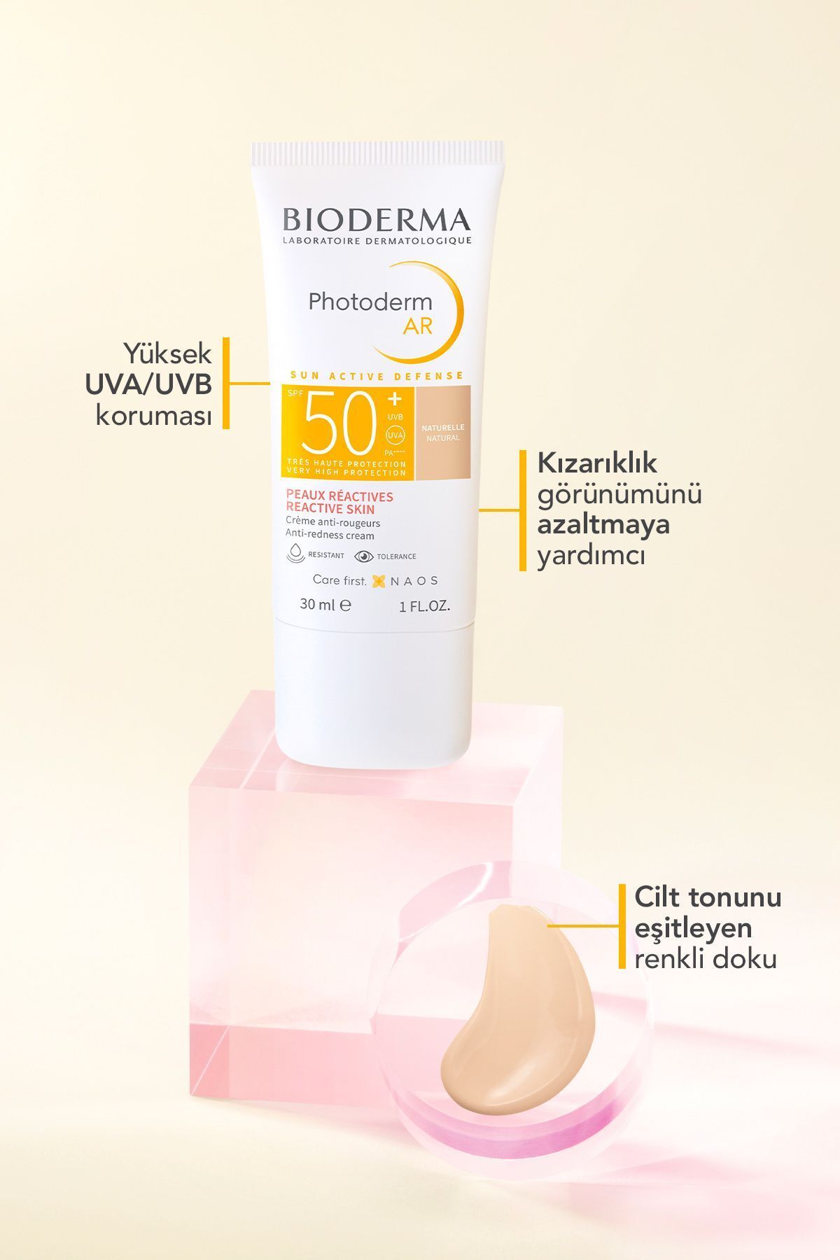 Photoderm AR SPF50+ 30 ml | Kızarıklık Karşıtı Yüksek Korumalı Renkli Yüz Güneş Kremi 4 Photoderm AR SPF50+ 30 ml | Kızarıklık Karşıtı Yüksek Korumalı Renkli Yüz Güneş Kremi