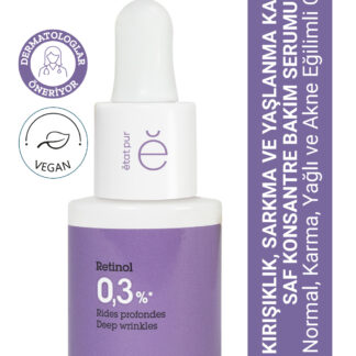 Pure Active Retinol %0,3 Kırışıklık Sarkma ve Yaşlanma Karşıtı Saf Cilt Serumu 15 ML