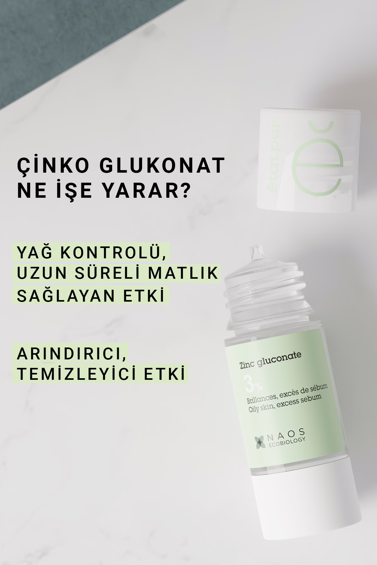 Pure Active Çinko Glukonat İstenmeyen Parlama Karşıtı Sebum Dengeleyici Saf Cilt Serumu 15 ML 2 Pure Active Çinko Glukonat İstenmeyen Parlama Karşıtı Sebum Dengeleyici Saf Cilt Serumu 15 ML