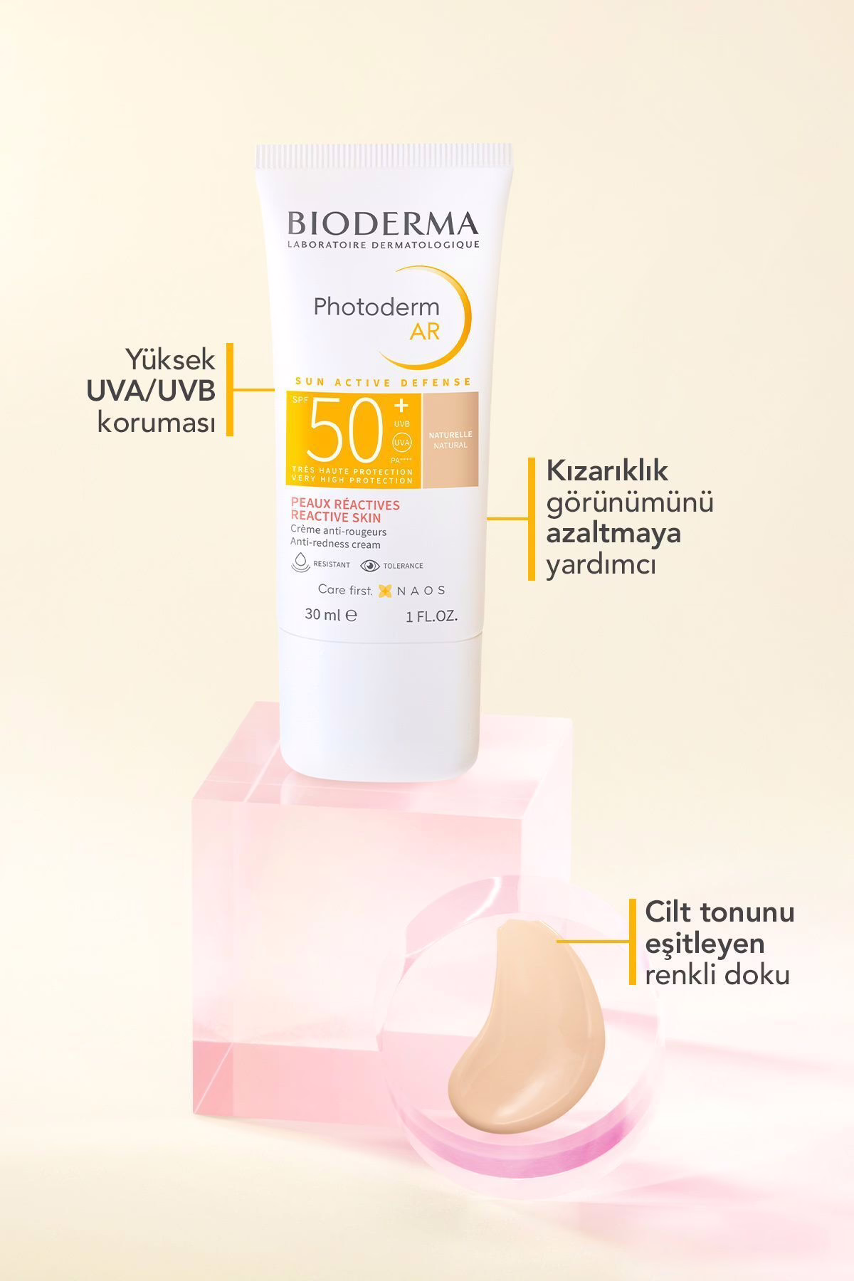Photoderm AR SPF50+ 30 ml | Kızarıklık Karşıtı Yüksek Korumalı Renkli Yüz Güneş Kremi