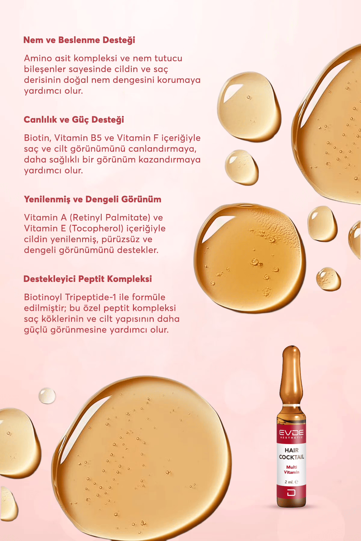 Multi Vitamin Hair Cocktail 2ml x 10 Ampul | Dökülme Karşıtı Saç Bakım Serumu
