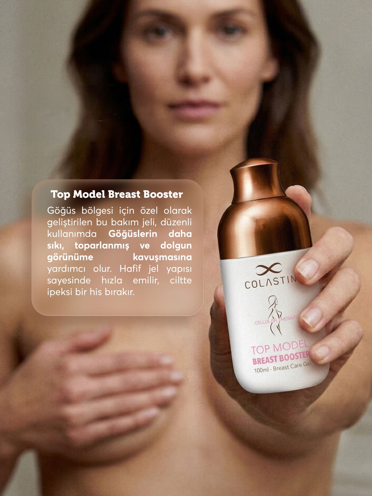 Göğüs Dolgunlaştırıcı, Sıkılaştırıcı & Dikleştirici Şekil Verici Jel 100ML | Top Model Breast Booster