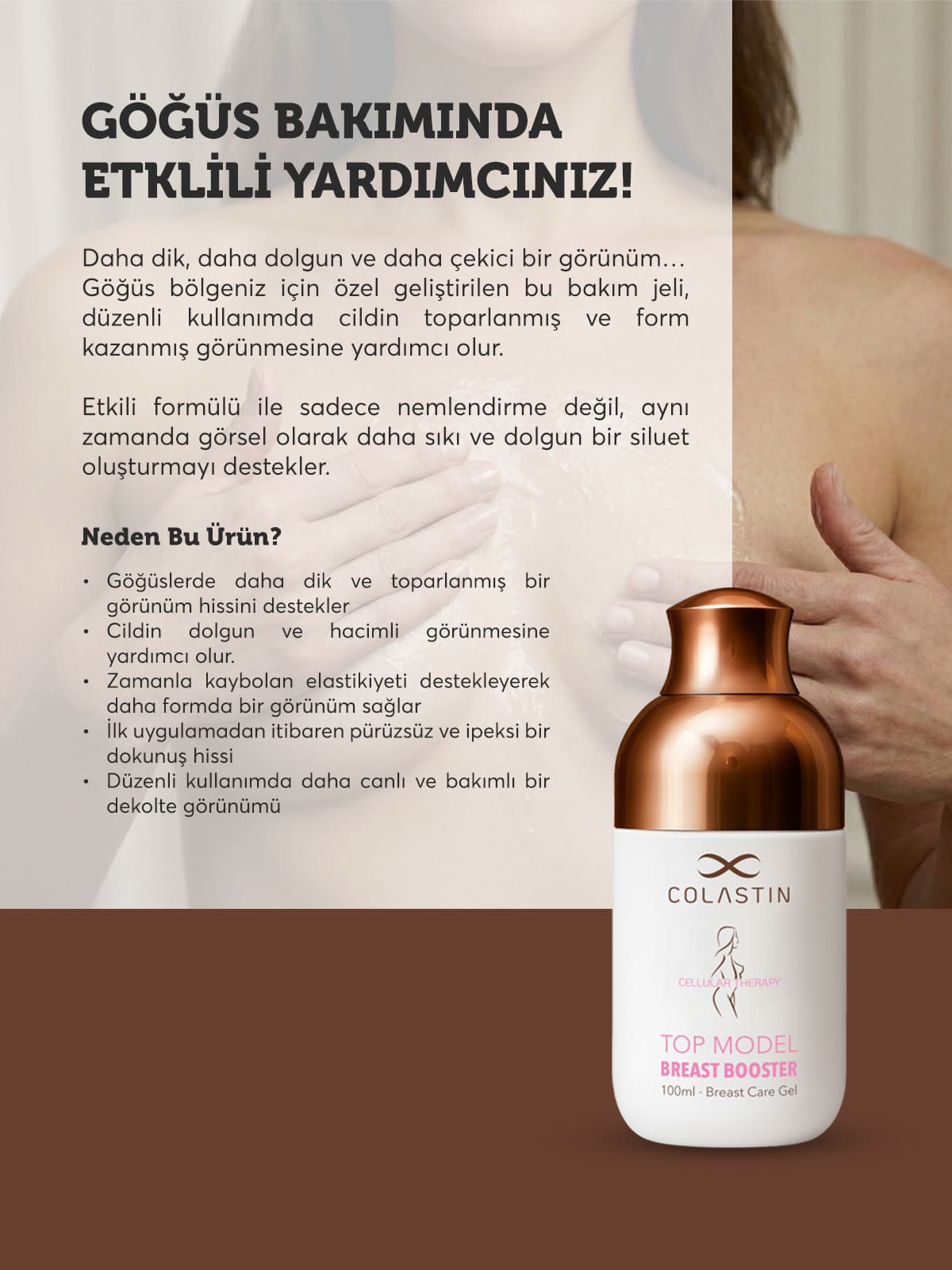 Göğüs Dolgunlaştırıcı, Sıkılaştırıcı & Dikleştirici Şekil Verici Jel 100ML | Top Model Breast Booster