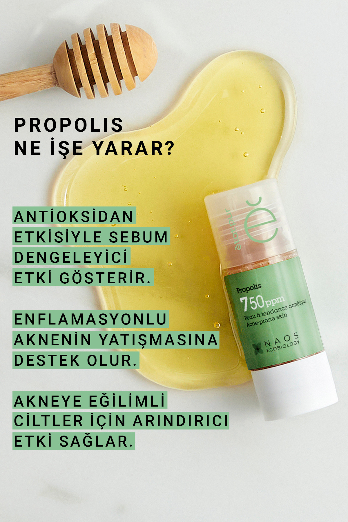Pure Active Propolis Akne Karşıtı Antienflamatuar & Yatıştırıcı Etkili Saf Cilt Serumu 15 ML