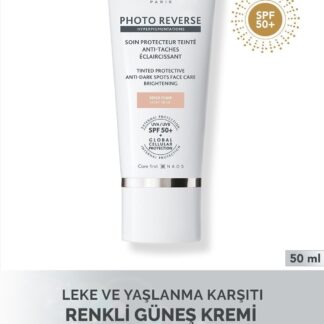 Photo Reverse Tinted Light Beige Leke Karşıtı UVA/UVB SPF50+ Yüksek Korumalı Renkli Güneş Kremi 50ML