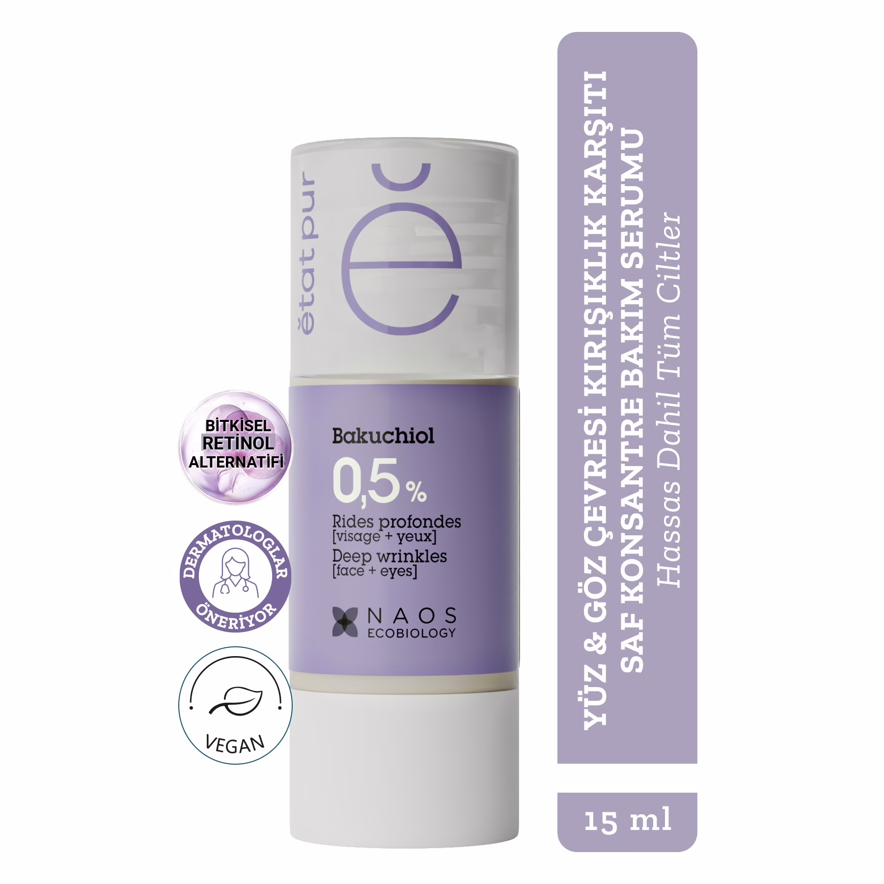 Bakuchiol %0,5 Kırışıklık Karşıtı Serum 15ML | Hassas Ciltler için Retinol Alternatifi